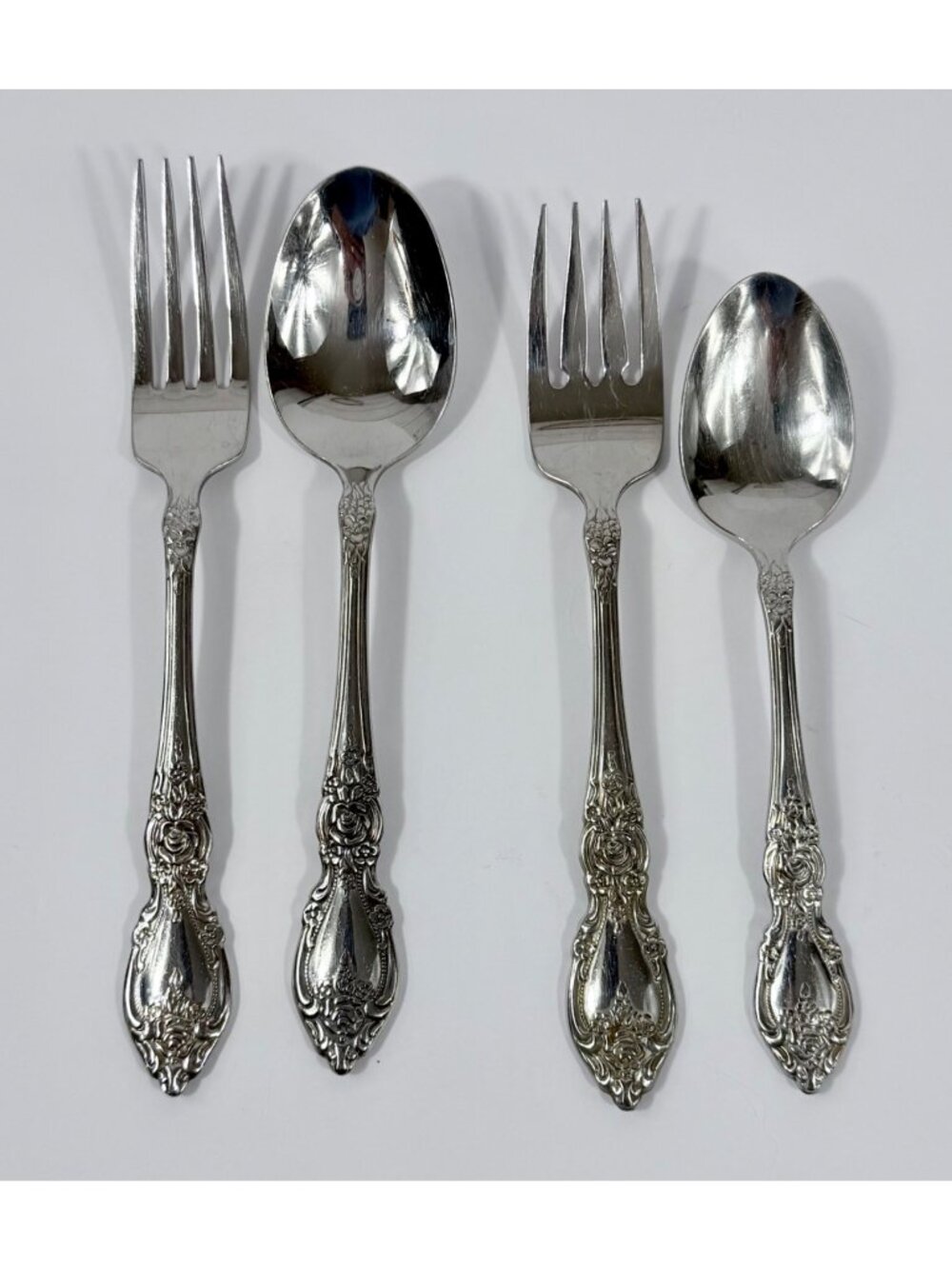 Oneida Wordsworth Stainless Replacement Flatware Set Ornate Rose Flora Design 2